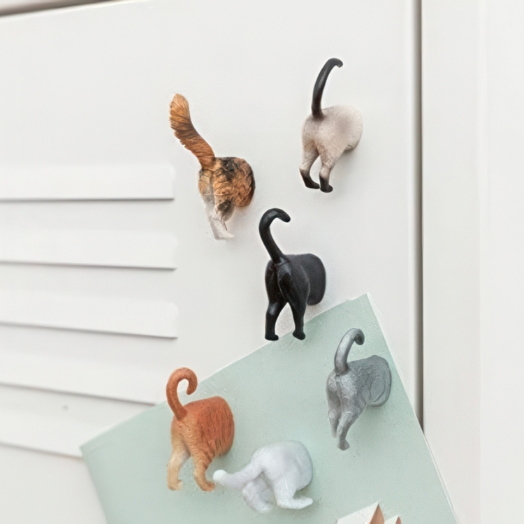 Magnets, Set of 6, CAT BUTTS, Assorted