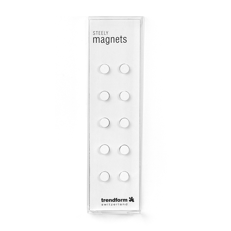 Magnets, strong, mini, 10 pc, STEELY, Ø 0,6 x H 0,3 cm, White