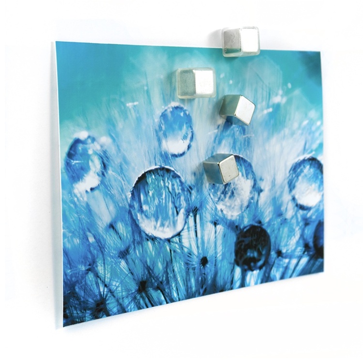 Magnets Superstrong, Set of 4, CUBE, 1 x 1 x H 1 cm, Silver