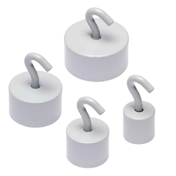 Magnetic hook, Super strong - 4 kg, NEODYM SMALL, Ø 1,5 cm, White