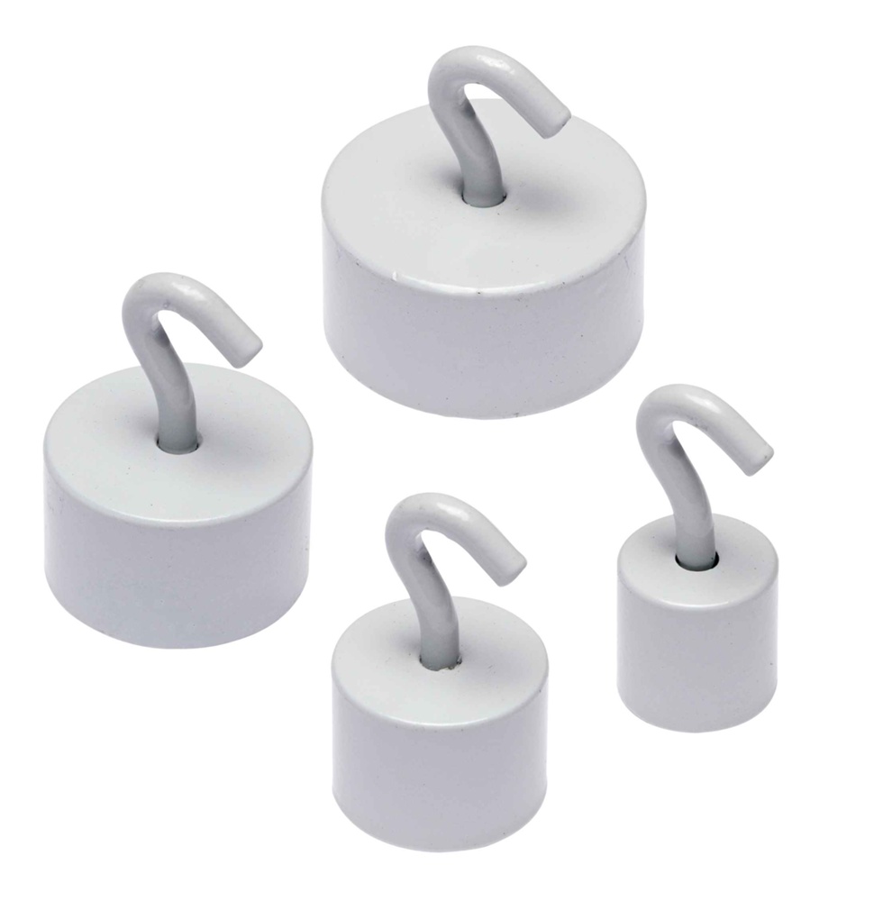 Magnetic hook, Super strong 16 kg, NEODYM LARGE, Ø 2,5 cm, White