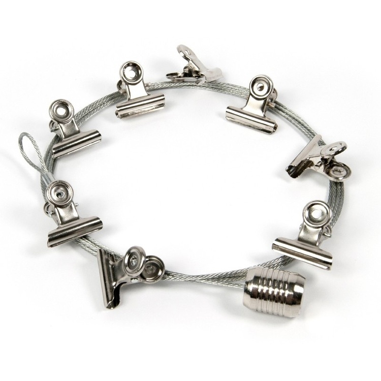 Photo wire, MAGNETIC CLIPS, 8 clips, H 150 cm, Silver