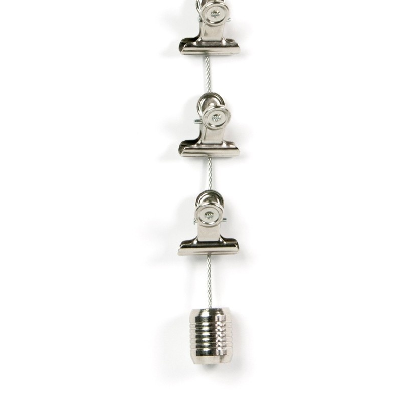 Photo wire, MAGNETIC CLIPS, 8 clips, H 150 cm, Silver