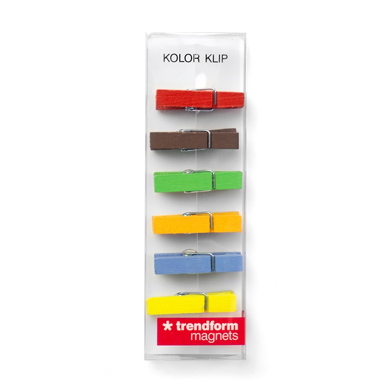 Magnets, set of 6, KOLOR KLIP, assorted