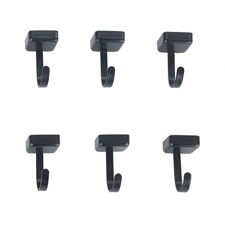 Magnetic under the shelf hooks , Set of 6, JET, 2 x 2 x H3,9 cm, Black