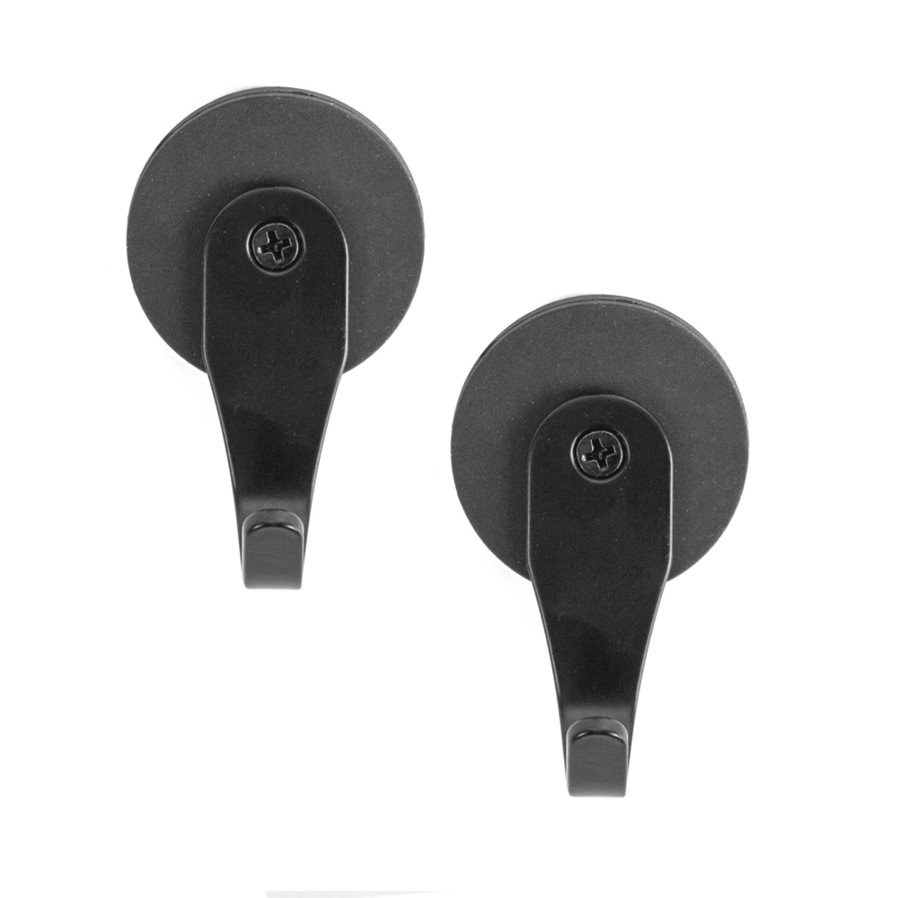 Magnetic hooks, super strong, set of 2, RUBBER SUPERMAGNET, Ø 4,3 cm, Black