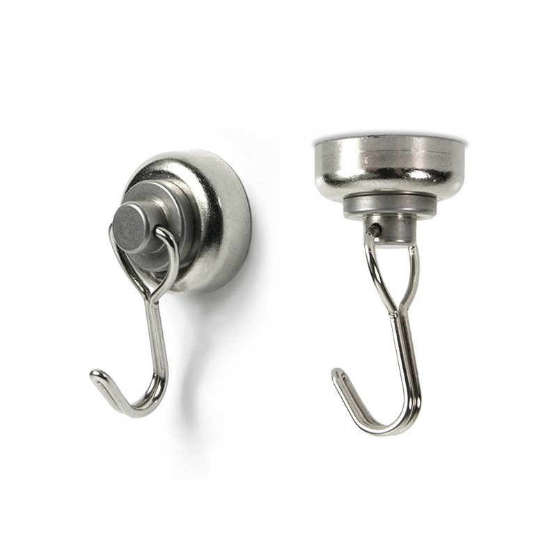 Magnetic swivel hook, Set of 2, TWISTER, Ø 2,5 cm x 4,2 cm, Stainless steel