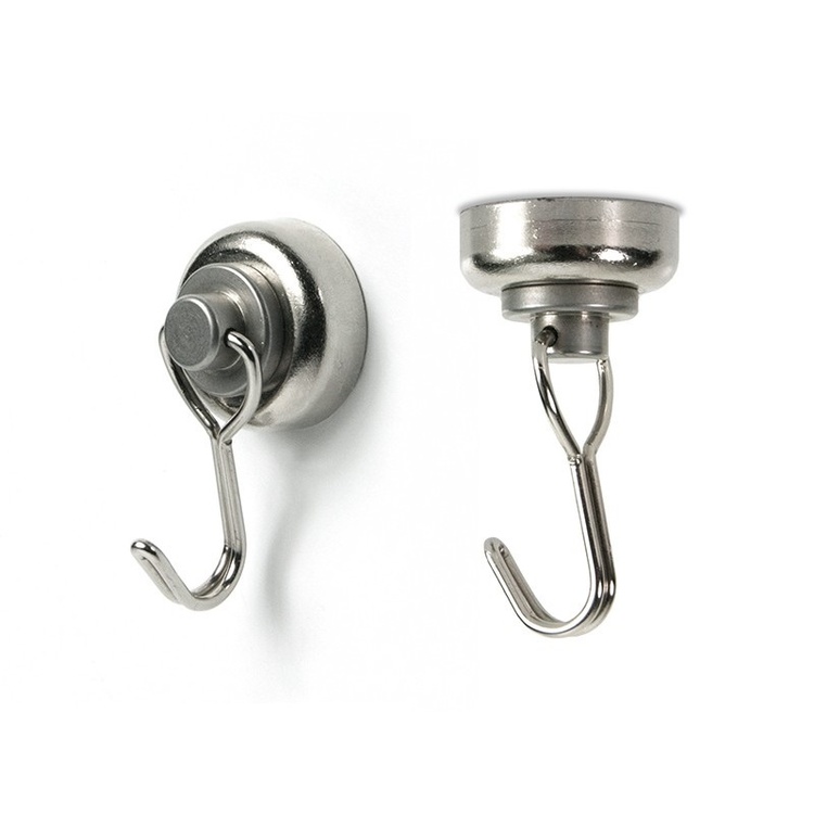 Magnetic swivel hook, Set of 2, TWISTER, Ø 2,5 cm x 4,2 cm, Stainless steel