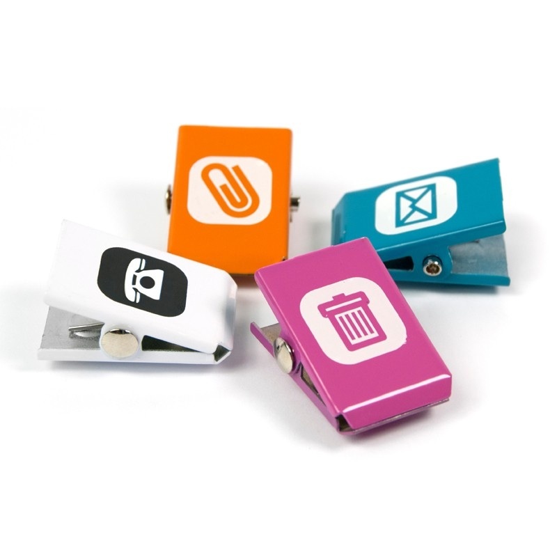 Magnetic clips, Set of 4, OFFICE CLIP, 2 x 2,7 cm, Assorted
