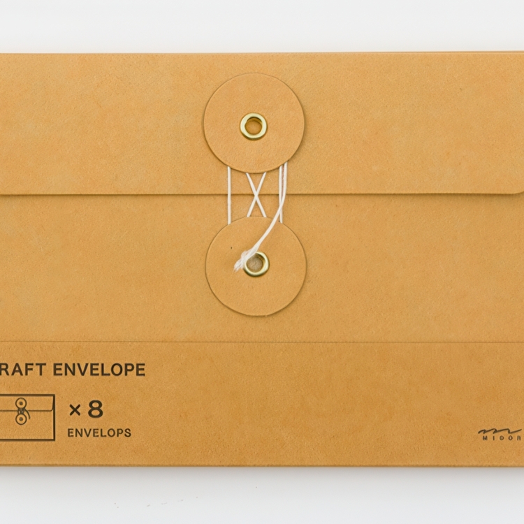 Envelopes with string, Set of 8, TRAVELER'S COMPANY KRAFT, 17 x H 11,5 orange