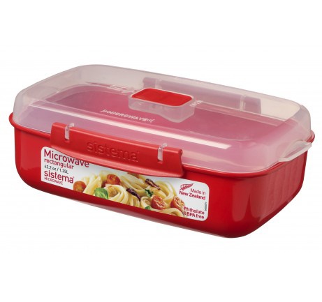 Lunch box, MICROWAVE RECTANGULAR LARGE, 23 x 15 x H 8 cm, Red