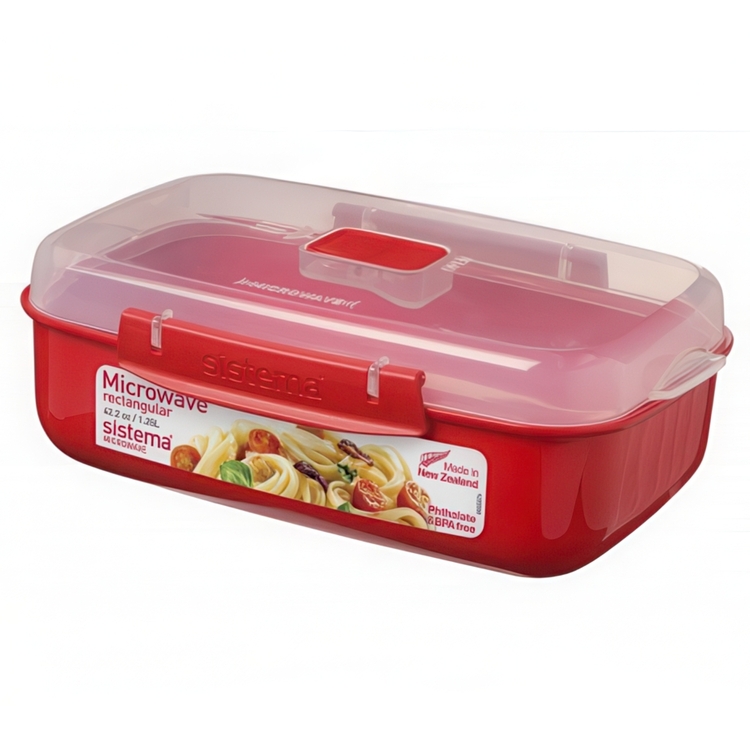 Lunch box, MICROWAVE RECTANGULAR LARGE, 23 x 15 x H 8 cm, Red