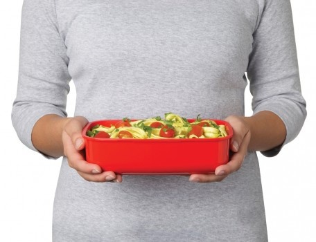 Lunch box, MICROWAVE RECTANGULAR LARGE, 23 x 15 x H 8 cm, Red