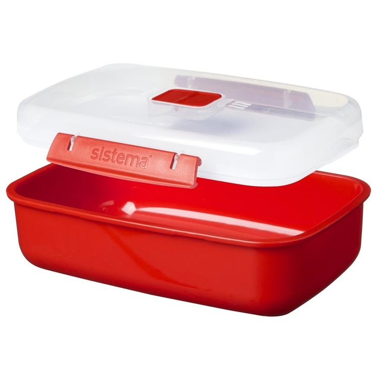 Lunch box, MICROWAVE RECTANGULAR LARGE, 23 x 15 x H 8 cm, Red