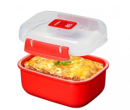 Lunch box, MICROWAVE RECTANGULAR SMALL, 14,5 x 11 x H 8 cm, Red