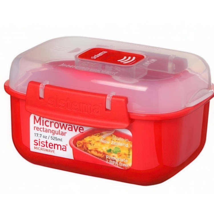 Lunch box, MICROWAVE RECTANGULAR SMALL, 14,5 x 11 x H 8 cm, Red