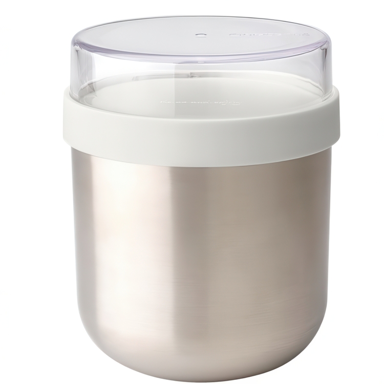 Bowl with lid, 0,5 L, BRABANTIA MAKE & TAKE THERMOS , Ø 11 x H 13,5 cm, Silver / Dark grey 