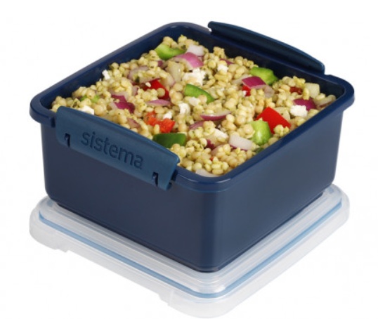 Lunch box with cutlery, 1,2 L, LUNCH PLUS RENEW, 15,5 x 15 x H 8 cm, Blue