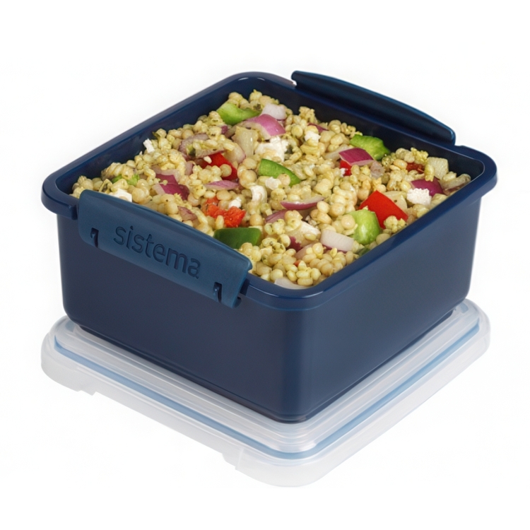 Lunch box with cutlery, 1,2 L, LUNCH PLUS RENEW, 15,5 x 15 x H 8 cm, Blue