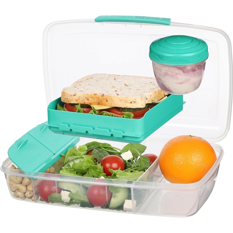Lunch box with compartments, 1,76 Liter, SISTEMA BENTO BOX TO GO, Mint