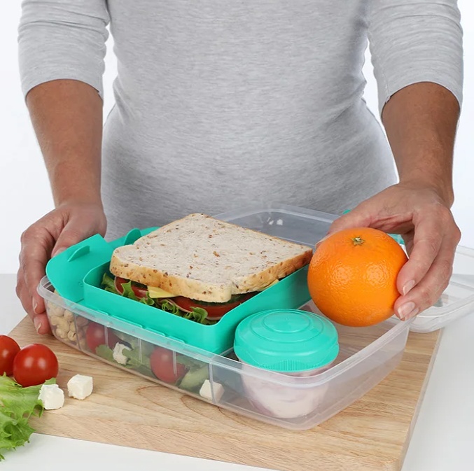 Lunch box with compartments, 1,76 Liter, SISTEMA BENTO BOX TO GO, Mint