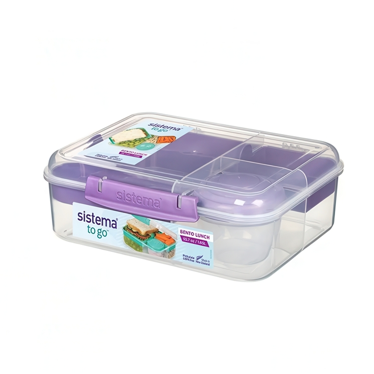 Lunch box with compartments, 1,65 L, SISTEMA BENTO TO GO