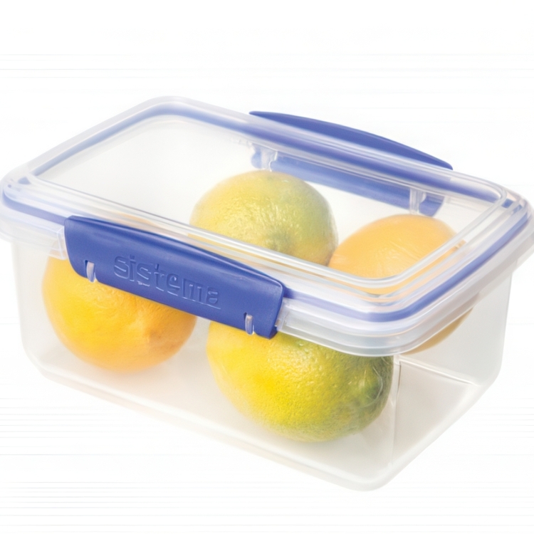 Lunch box,1 L, KLIP IT, 17,5 x 12 x H 8 cm, Clear / Blue