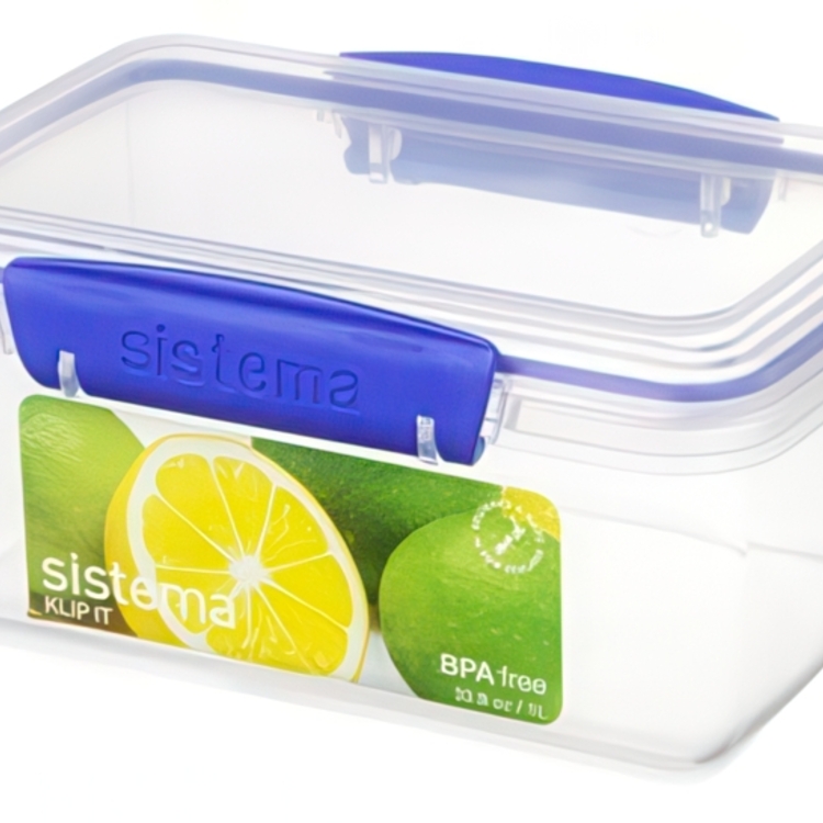 Lunch box,1 L, KLIP IT, 17,5 x 12 x H 8 cm, Clear / Blue