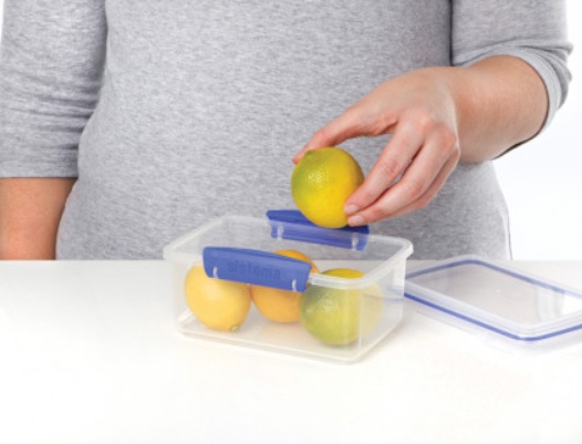 Lunch box,1 L, KLIP IT, 17,5 x 12 x H 8 cm, Clear / Blue