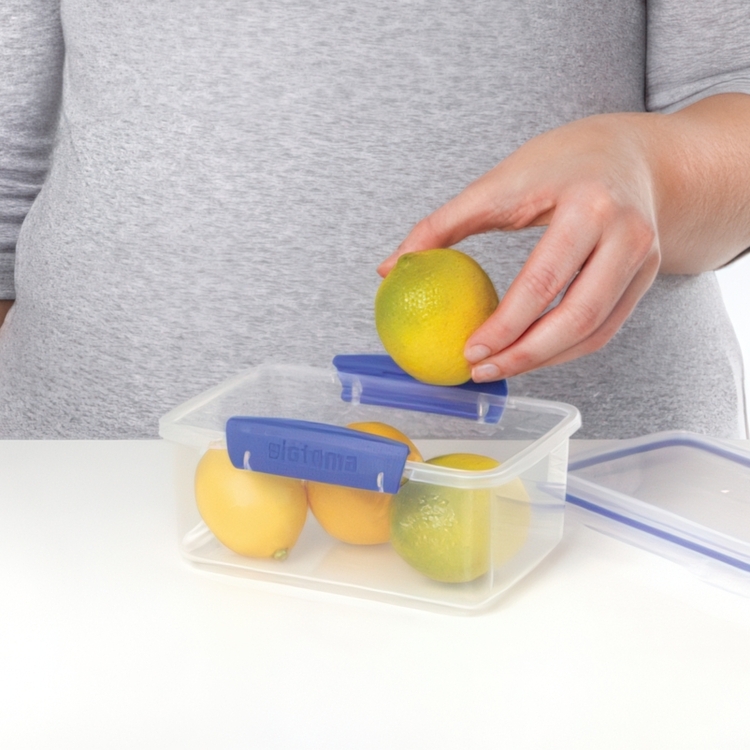 Lunch box,1 L, KLIP IT, 17,5 x 12 x H 8 cm, Clear / Blue