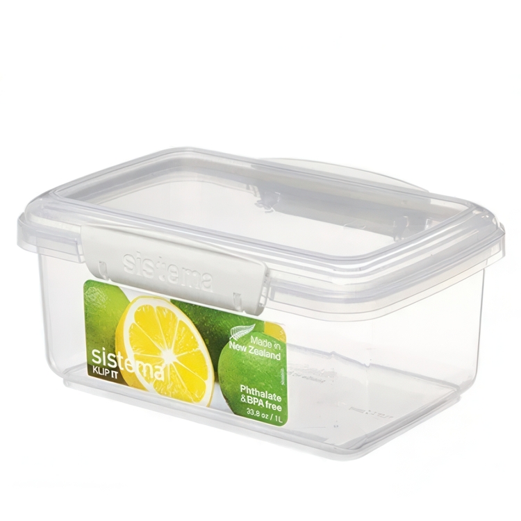 Lunch box,1 L, KLIP-IT, 17,5 x 12 x H 8 cm, Clear / White