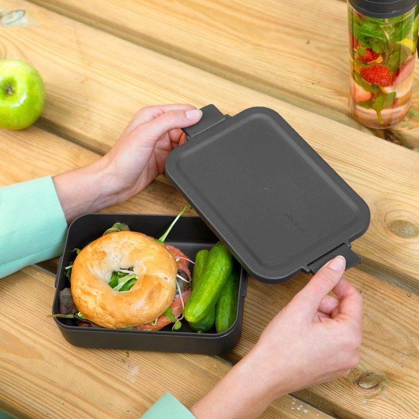 Food storage, 1,1 L, BRABANTIA MAKE & TAKE MEDIUM LUNCH BOX , 20 x 13,5 x H 5,5 cm, Dark grey