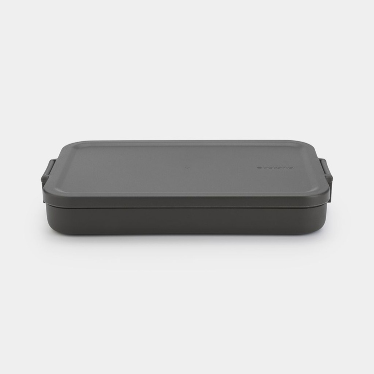 Food storage, 1,1 L, BRABANTIA MAKE & TAKE FLAT LUNCH BOX , 25,5 x 16,7 x H 3,7 cm, Dark grey