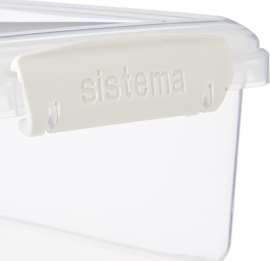 Lunch box, 450 ml, KLIP-IT SANDWICH, 15 x 15 x H 5 cm, Clear / White