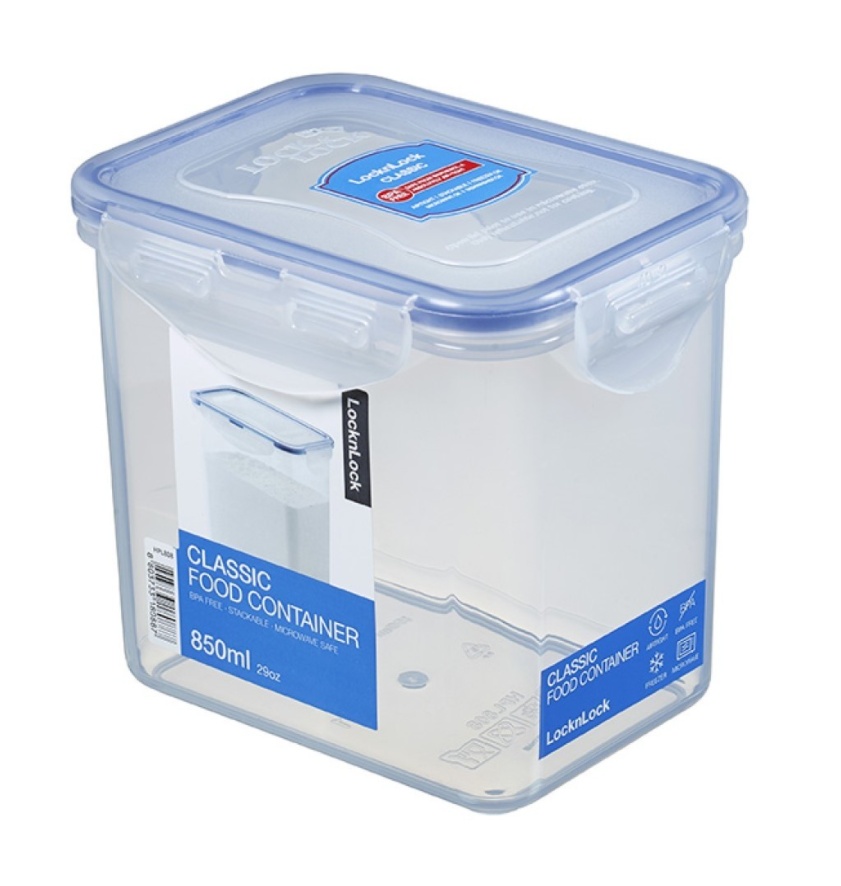 Food Box, 850 ml, LOCK & LOCK, 13,7 x 10,4 x 12 cm, Clear / Blue