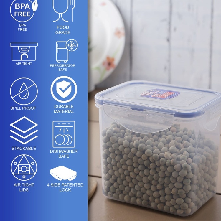 Food Box, 850 ml, LOCK & LOCK, 13,7 x 10,4 x 12 cm, Clear / Blue