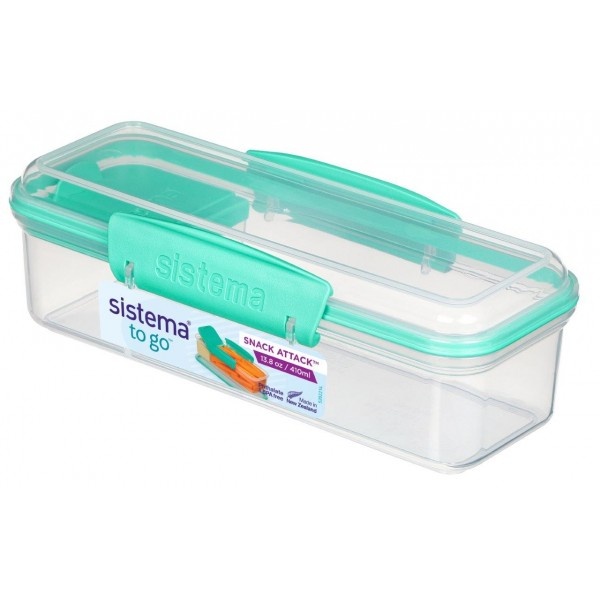 Lunch box with compartment, 410 ml, SNACK ATTACK TO GO, 19 x 8 x H 6 cm, Mint Teal