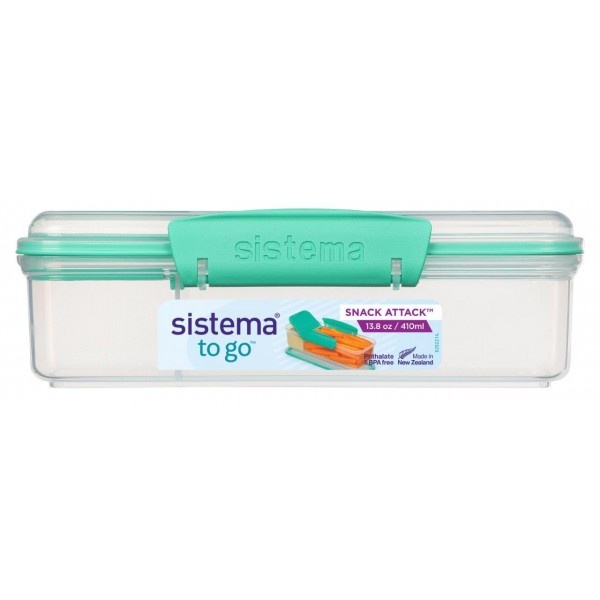 Lunch box with compartment, 410 ml, SNACK ATTACK TO GO, 19 x 8 x H 6 cm, Mint Teal