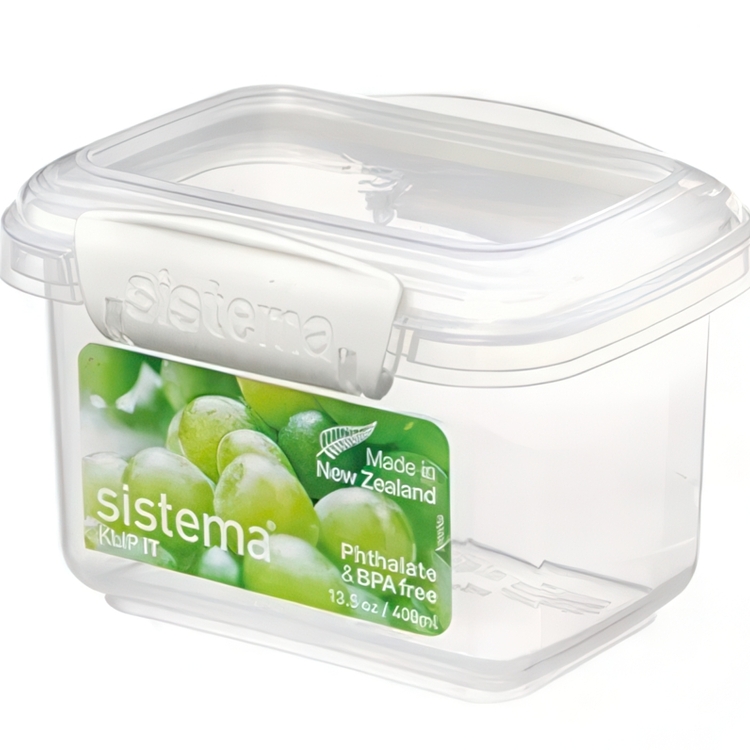 Lunch box, small, 400 ML, SISTEMA KLIP-IT, Transparent / White