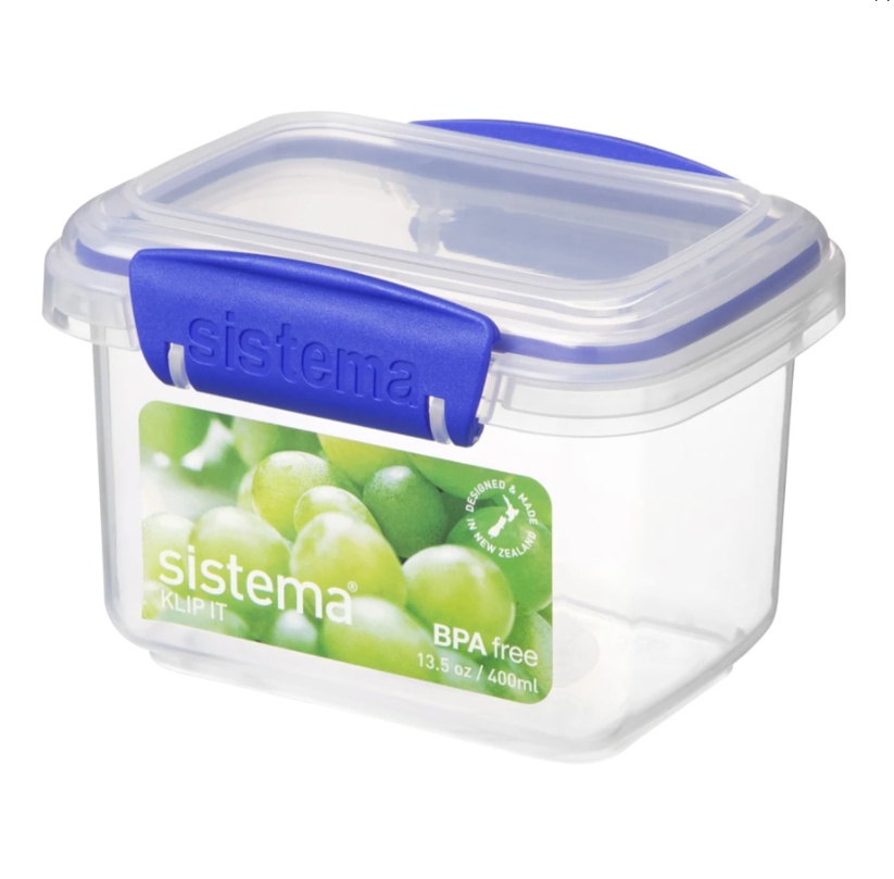 Lunch box, small, 400 ML, SISTEMA KLIP-IT, Transparent / Blue