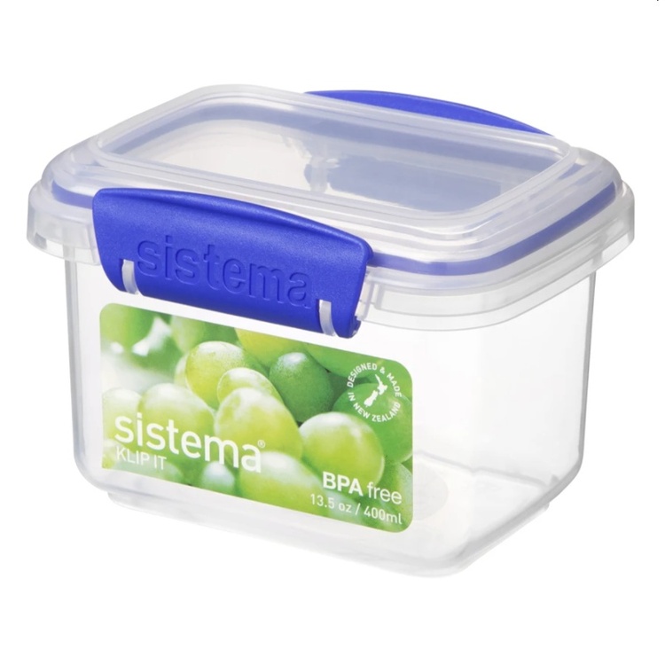 Lunch box, small, 400 ML, SISTEMA KLIP-IT, Transparent / Blue