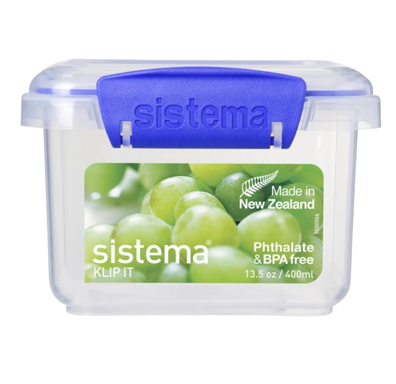 Lunch box, small, 400 ML, SISTEMA KLIP-IT, Transparent / Blue