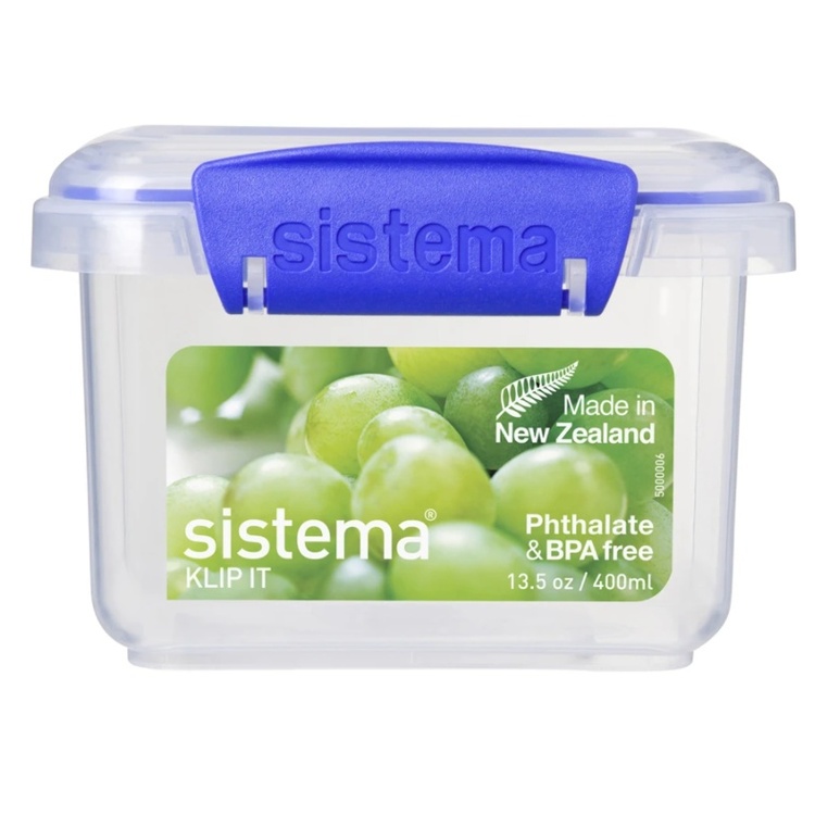 Lunch box, small, 400 ML, SISTEMA KLIP-IT, Transparent / Blue