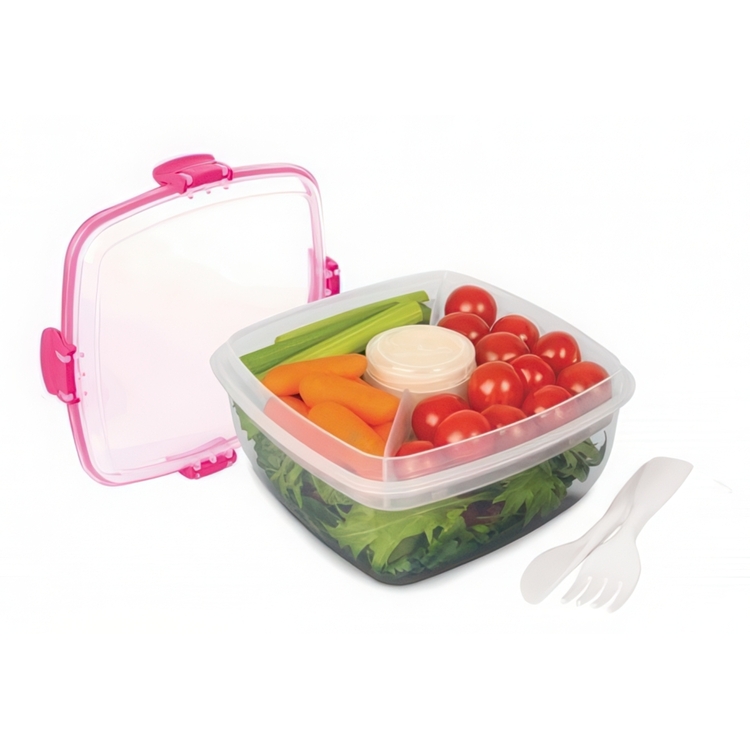 Lunch box, SALAD TO GO, 1.1 L, divided into compartments, Pink