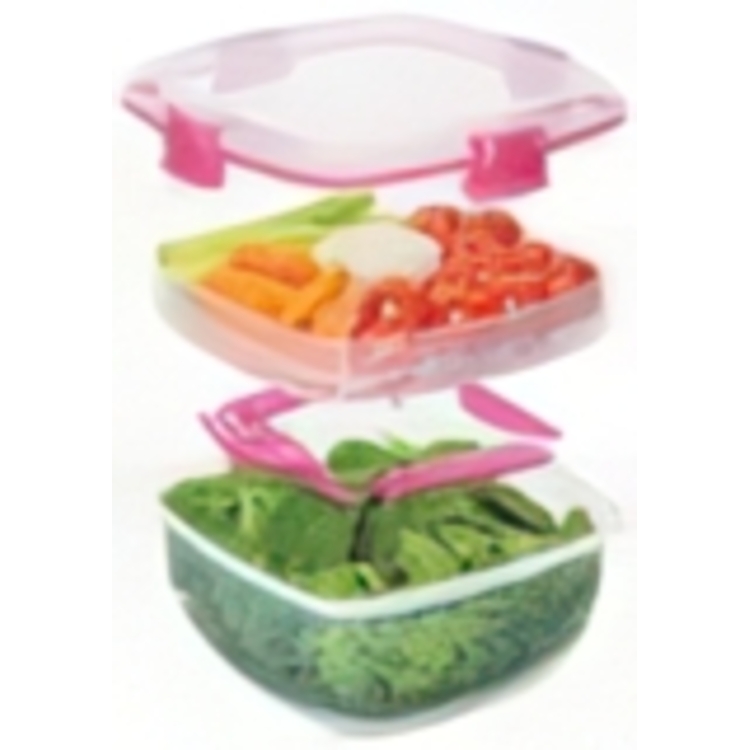 Lunch box, SALAD TO GO, 1.1 L, divided into compartments, Pink