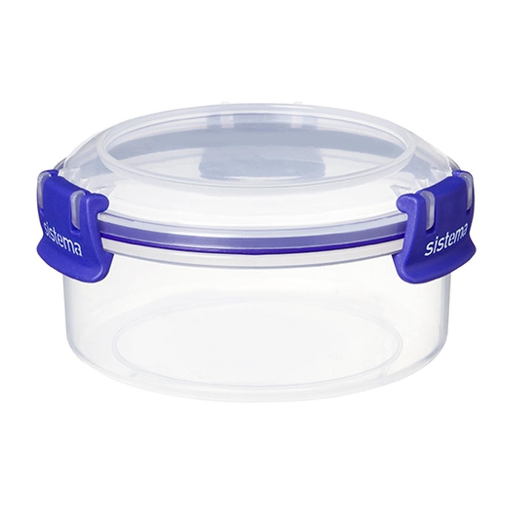 Container, Round, 0,3 L, KLIP IT PLUS, Ø 11,5 x H 5,8 cm, Clear / Blue