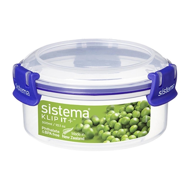 Container, Round, 0,3 L, KLIP IT PLUS, Ø 11,5 x H 5,8 cm, Clear / Blue