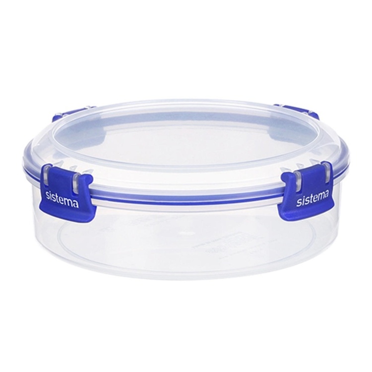 Container, Round, 0,64 L, KLIP IT PLUS, Ø 11,5 x H 5,8 cm, Clear / Blue