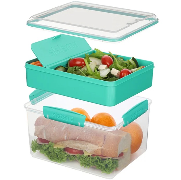 Lunch box with compartments, 2,3 L, LUNCH TUB TO GO, 20 x 16 x H 11,5 cm, Mint