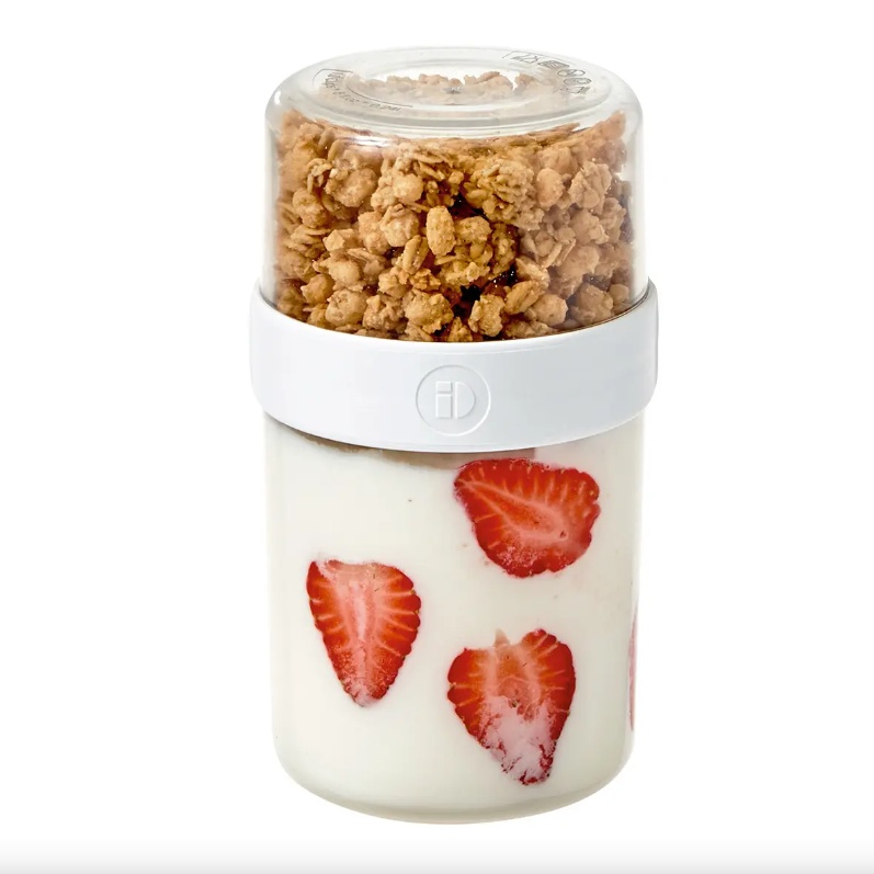 Container, iD FRESH STACK N' SNACK MEDIUM, Ø 9,5 x H 16 cm, Clear / White